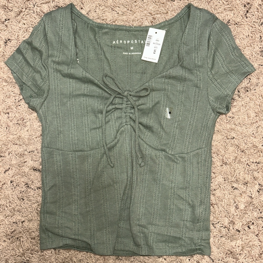 Aeropostale Olive Lace-Up Tee